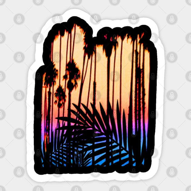 Tropical Paradise Sunset Sticker by robotface